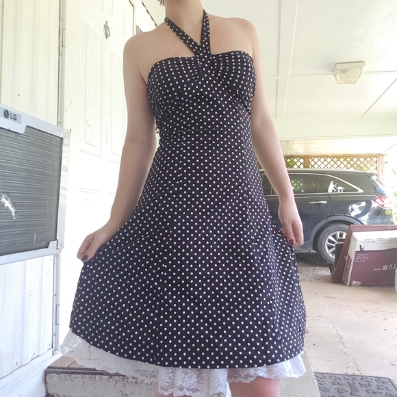 Vintage Dresses & Skirts - Vintage Retro Pinup Polka Dot Halter Sweetheart